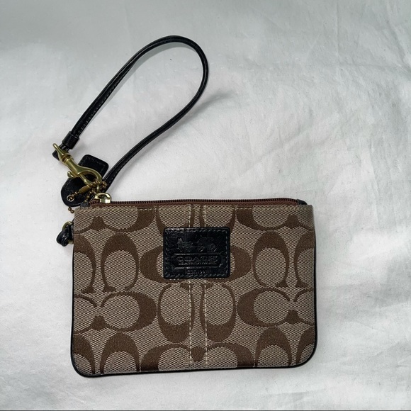 Coach Handbags - COACH | Signature Canvas Wristlet